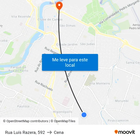 Rua Luís Razera, 592 to Cena map