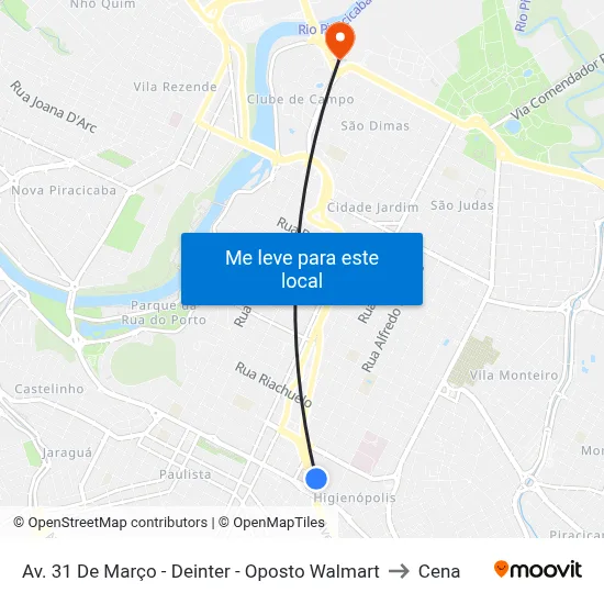 Av. 31 De Março - Deinter - Oposto Walmart to Cena map
