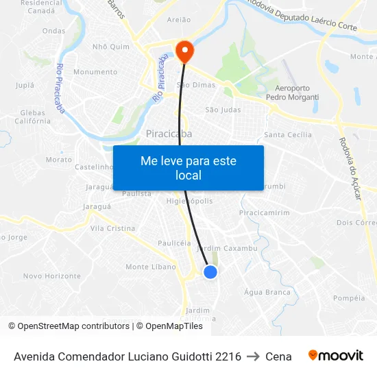 Avenida Comendador Luciano Guidotti 2216 to Cena map