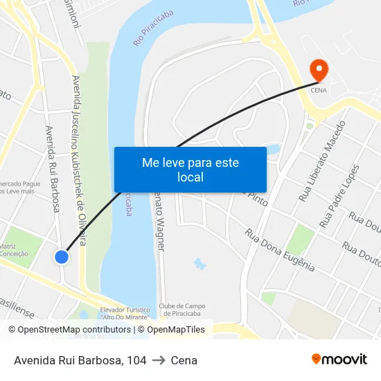 Avenida Rui Barbosa, 104 to Cena map