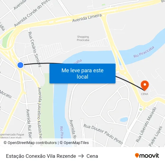 Estação Conexão Vila Rezende to Cena map