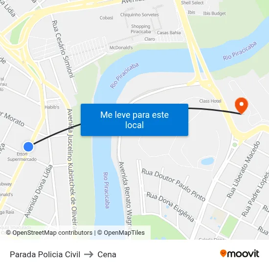 Parada Policia Civil to Cena map