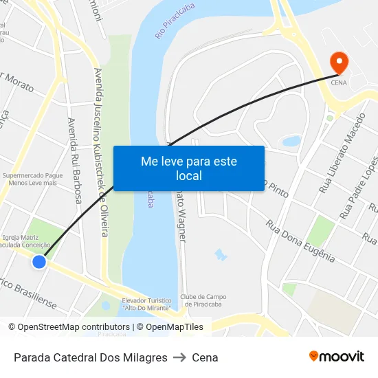 Parada Catedral Dos Milagres to Cena map