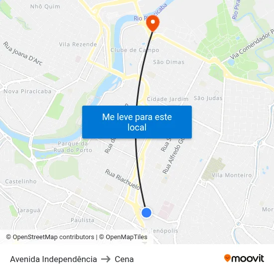 Avenida Independência to Cena map