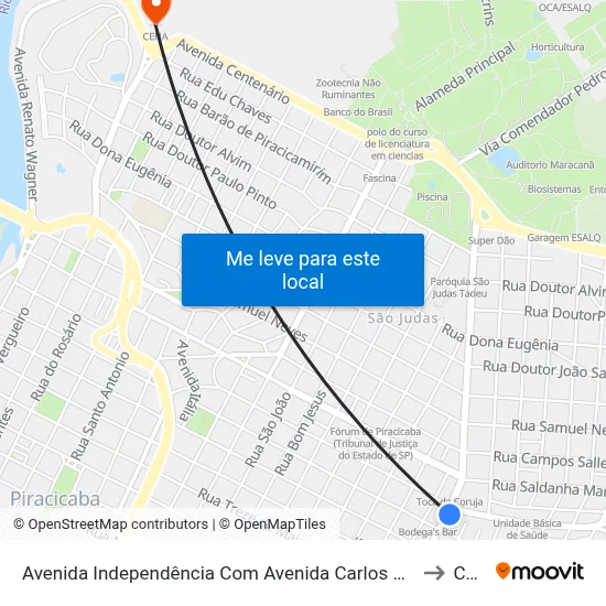 Avenida Independência Com Avenida Carlos Martins Sodero to Cena map