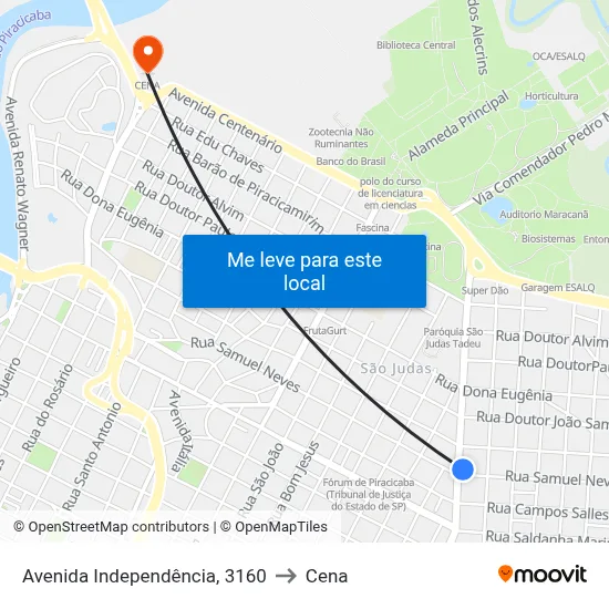 Avenida Independência, 3160 to Cena map