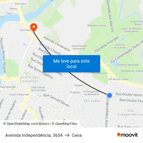 Avenida Independência, 3654 to Cena map