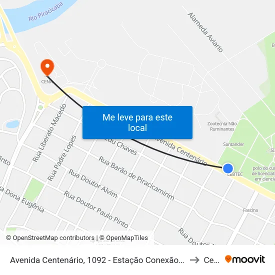 Avenida Centenário, 1092 - Estação Conexão Cebtec to Cena map