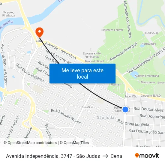 Avenida Independência, 3747 - São Judas to Cena map