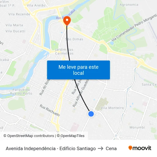 Avenida  Independência - Edifício Santiago to Cena map