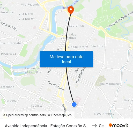 Avenida Independência - Estação Conexão Santa Casa to Cena map