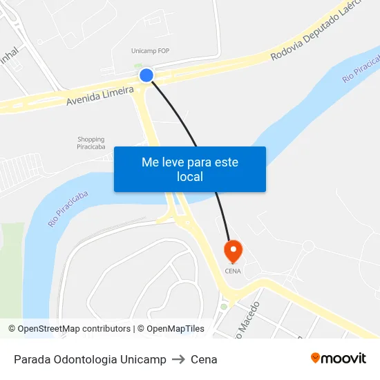 Parada Odontologia Unicamp to Cena map