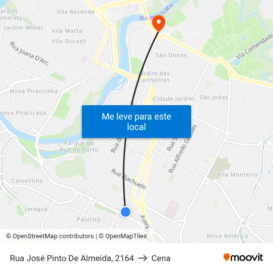 Rua José Pinto De Almeida, 2164 to Cena map
