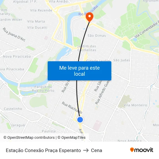 Estação Conexão Praça Esperanto to Cena map