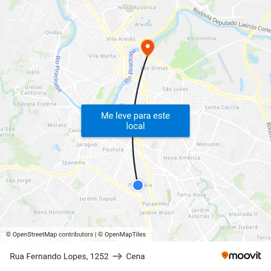 Rua Fernando Lopes, 1252 to Cena map