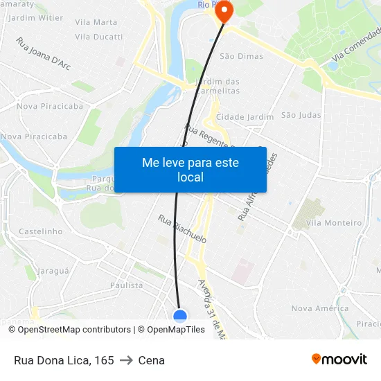Rua Dona Lica, 165 to Cena map