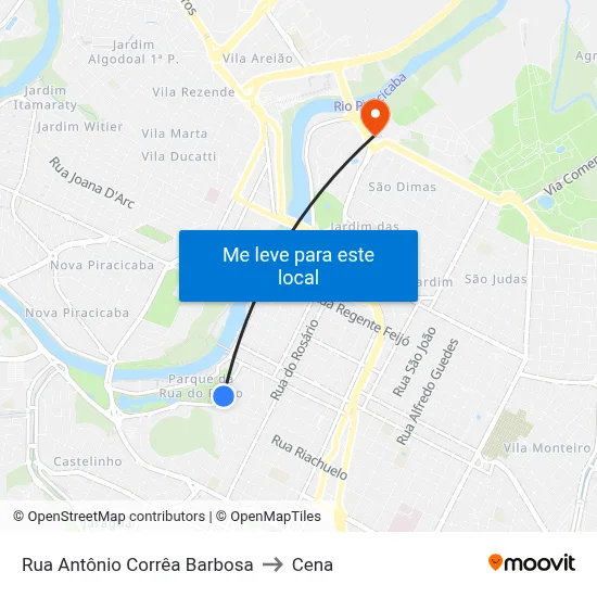 Rua Antônio Corrêa Barbosa to Cena map