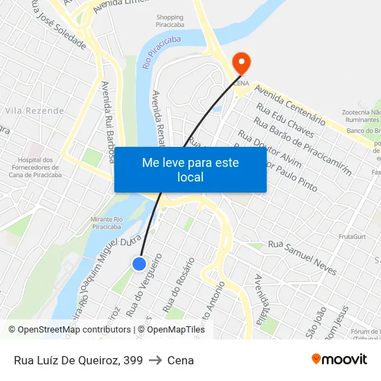 Rua Luíz De Queiroz, 399 to Cena map