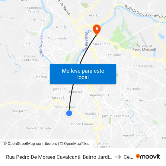 Rua Pedro De Moraes Cavalcanti, Bairro Jardim Tatuapé to Cena map