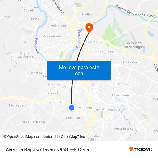Avenida Raposo Tavares,968 to Cena map