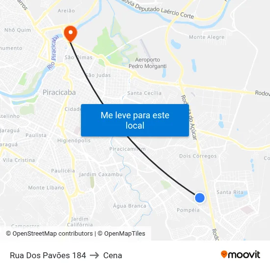 Rua Dos Pavões 184 to Cena map