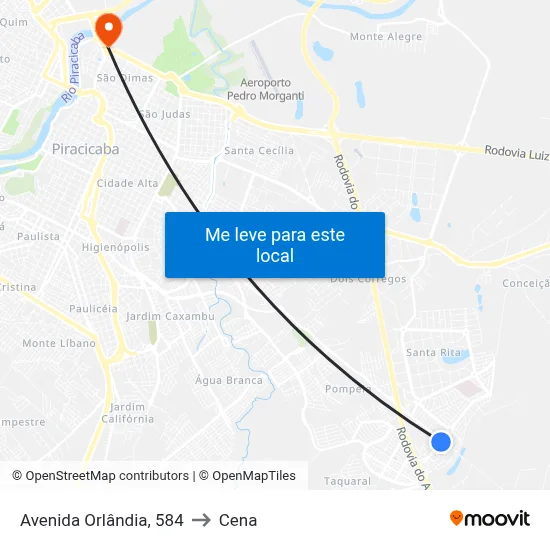 Avenida Orlândia, 584 to Cena map