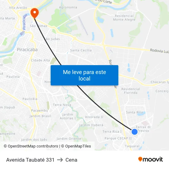 Avenida Taubaté 331 to Cena map