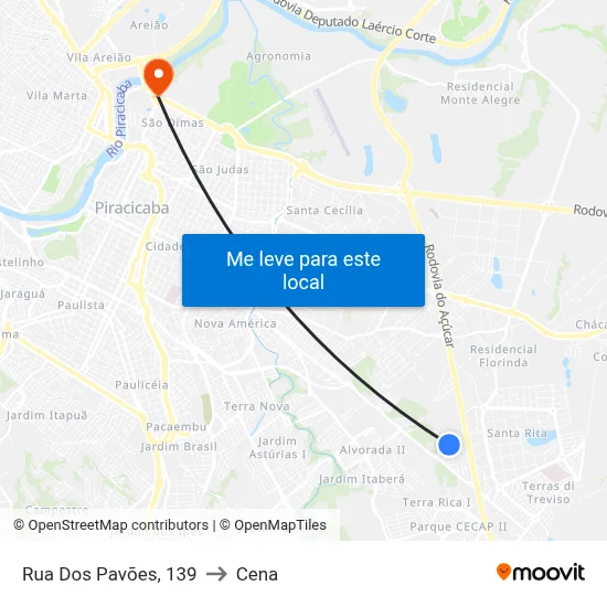 Rua Dos Pavões, 139 to Cena map