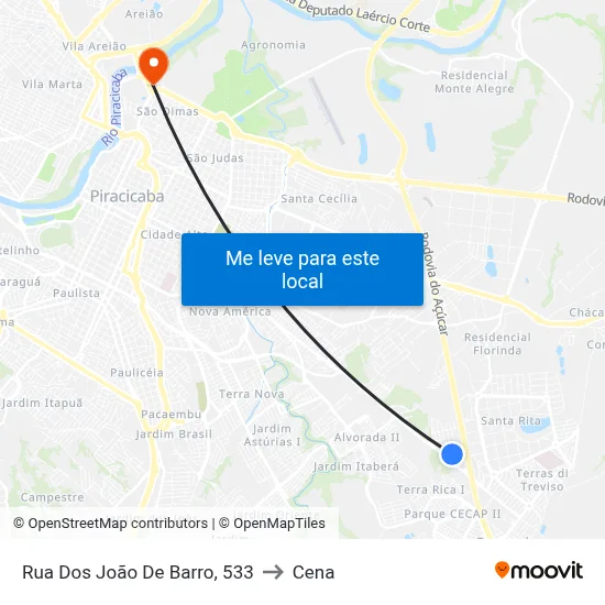 Rua Dos João De Barro, 533 to Cena map