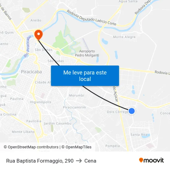 Rua Baptista Formaggio, 290 to Cena map