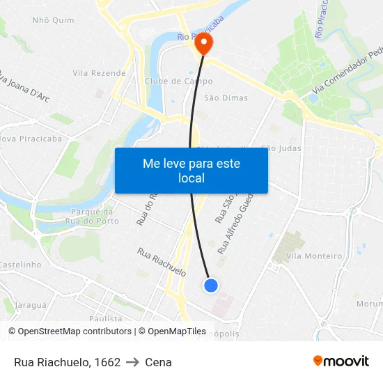 Rua Riachuelo, 1662 to Cena map