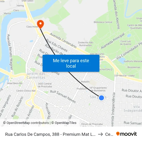 Rua Carlos De Campos, 388 - Premium Mat Limpeza to Cena map