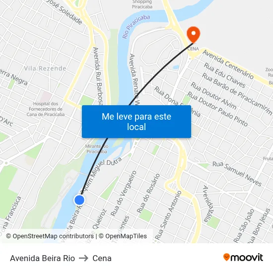 Avenida Beira Rio to Cena map