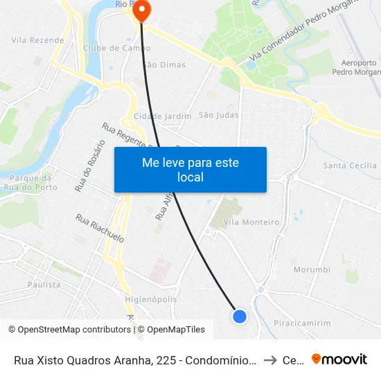 Rua Xisto Quadros Aranha, 225 - Condomínio, Nº 225 to Cena map