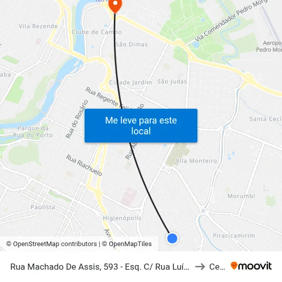 Rua Machado De Assis, 593 - Esq. C/ Rua Luíz Razera to Cena map