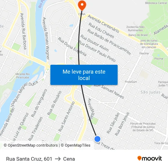 Rua Santa Cruz, 601 to Cena map