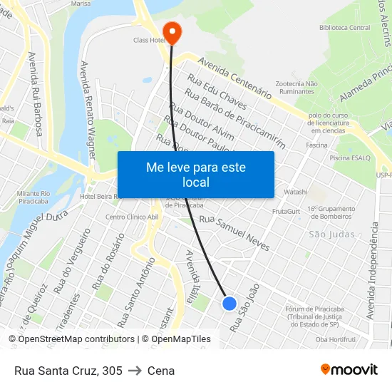 Rua Santa Cruz, 305 to Cena map