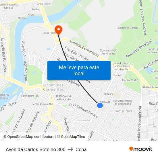 Avenida Carlos Botelho 300 to Cena map