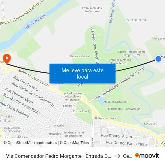 Via Comendador Pedro Morgante - Entrada Do Aeroporto to Cena map