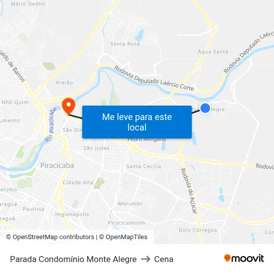 Parada Condomínio Monte Alegre to Cena map