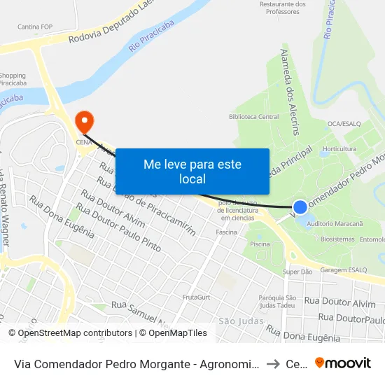 Via Comendador Pedro Morgante - Agronomia / Esalq to Cena map