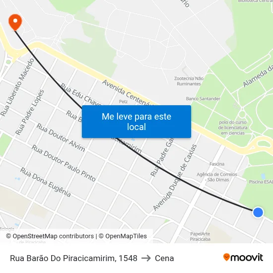 Rua Barão Do Piracicamirim, 1548 to Cena map