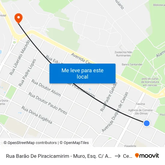 Rua Barão De Piracicamirim - Muro, Esq. C/ Av. São João to Cena map