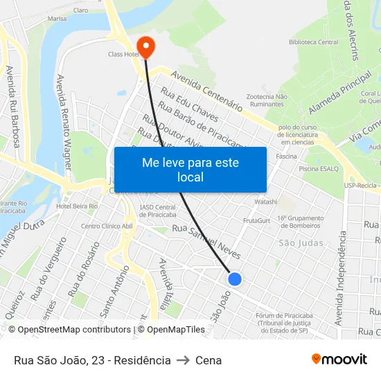 Rua São João, 23 - Residência to Cena map