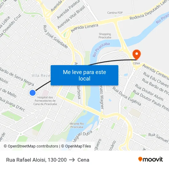 Rua Rafael Aloisi, 130-200 to Cena map