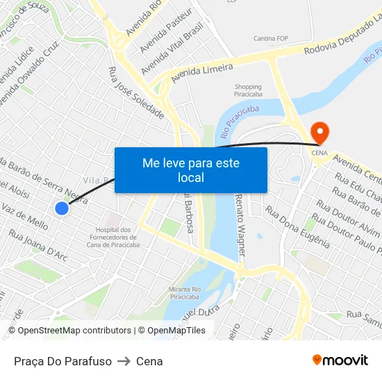 Praça Do Parafuso to Cena map