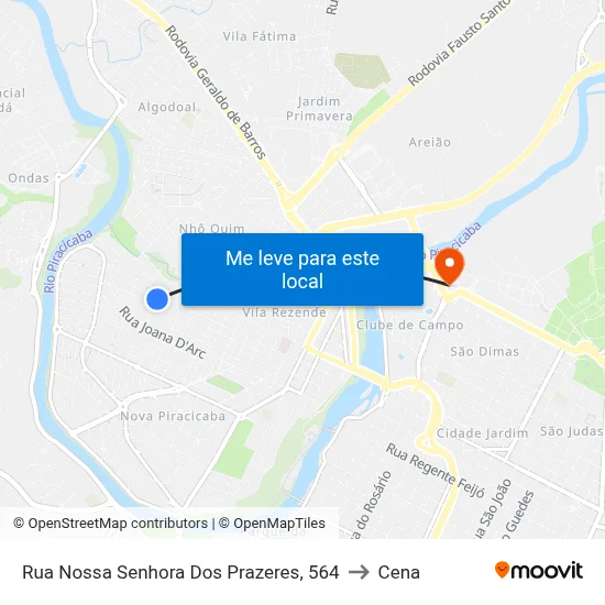 Rua Nossa Senhora Dos Prazeres, 564 to Cena map