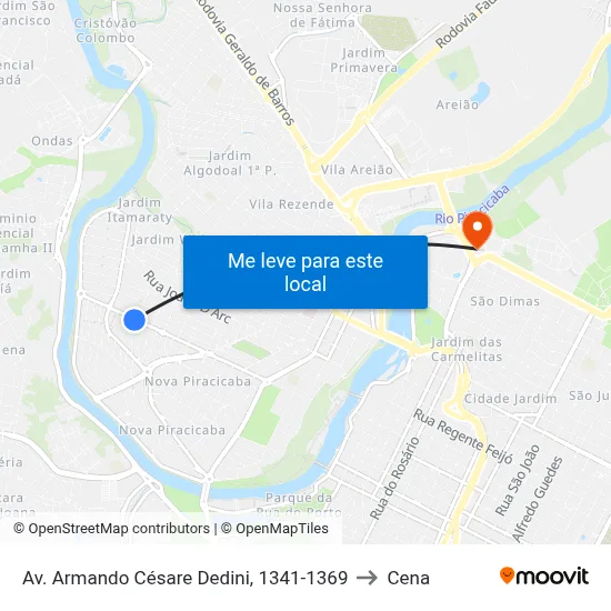 Av. Armando Césare Dedini, 1341-1369 to Cena map
