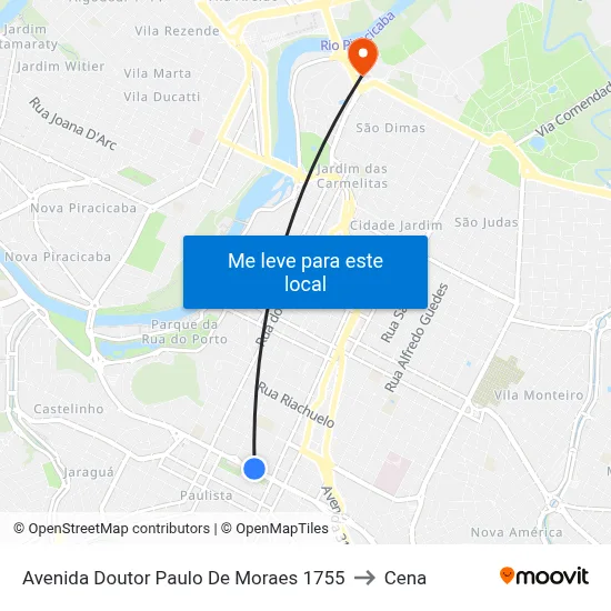 Avenida Doutor Paulo De Moraes 1755 to Cena map