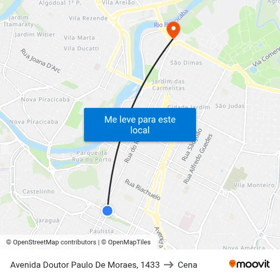 Avenida Doutor Paulo De Moraes, 1433 to Cena map